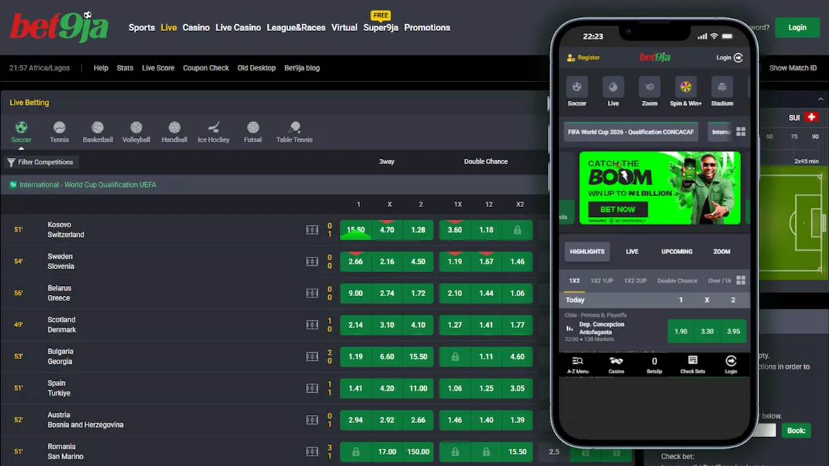 Betting Apps Bet9ja Mobile Screenshot